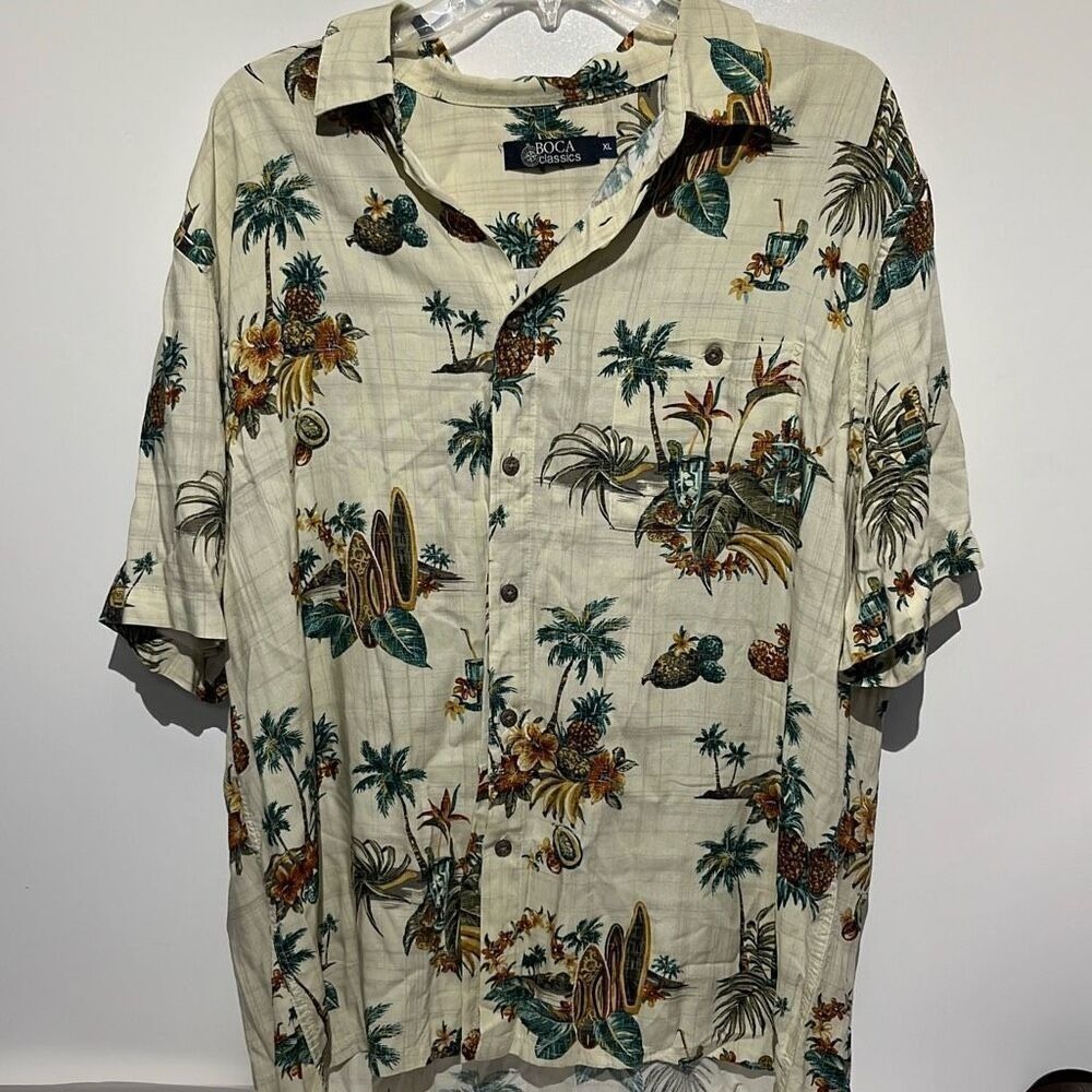 BOCA Classics Men's Multicolor Hawaiian Short Sleeve Button Up Shirt Size XL